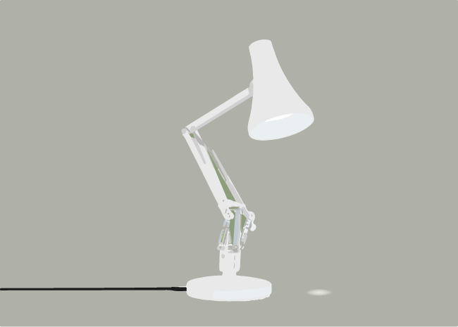 A desk lamp showing hardly any light